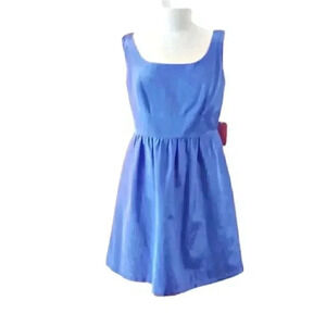 𝅺New Lulakate Blue Faille Sleeveless Pleated A-line Cocktail Dress Sz 12